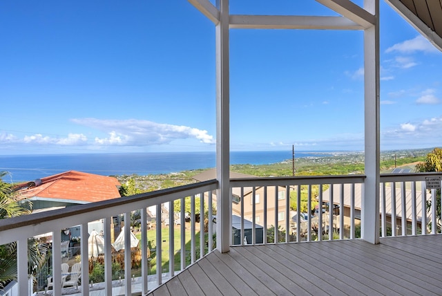 deck with a water view