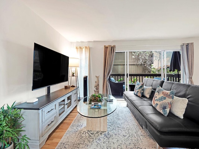 living area with light wood-style flooring