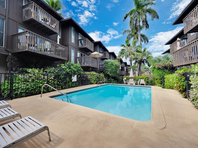 pool featuring a patio area