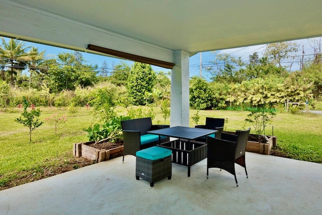 view of patio / terrace with a vegetable garden