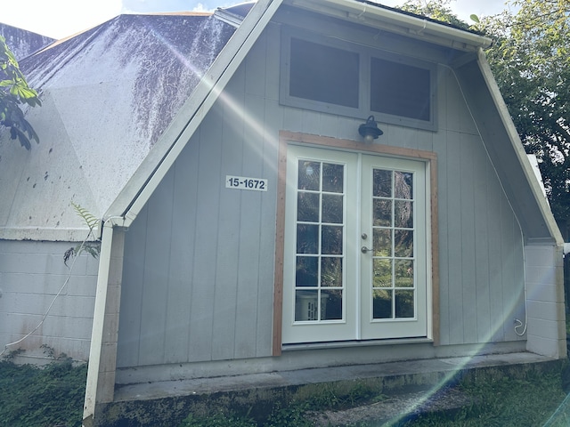 view of outbuilding with an outbuilding and french doors