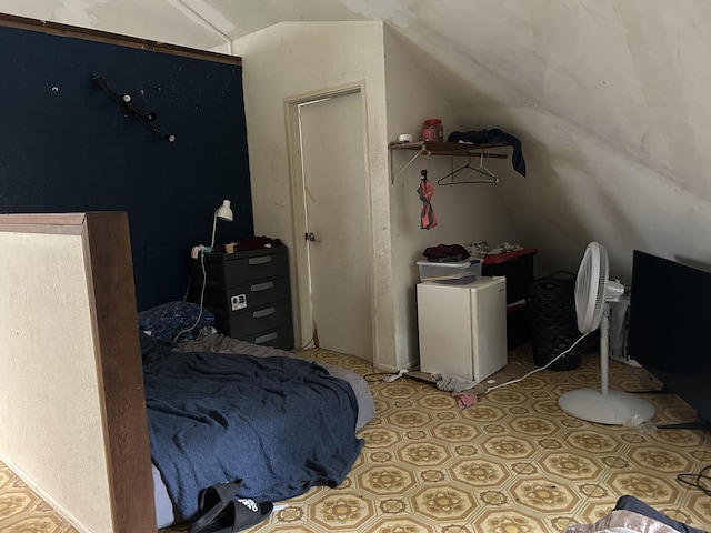 bedroom with vaulted ceiling