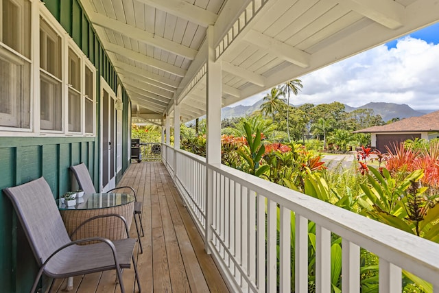 deck featuring a mountain view