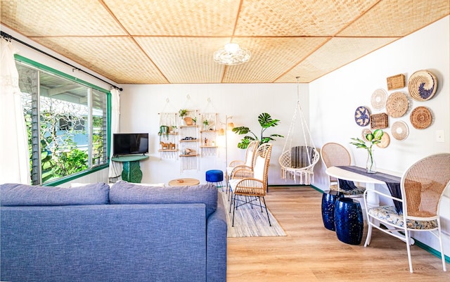 living area featuring wood finished floors