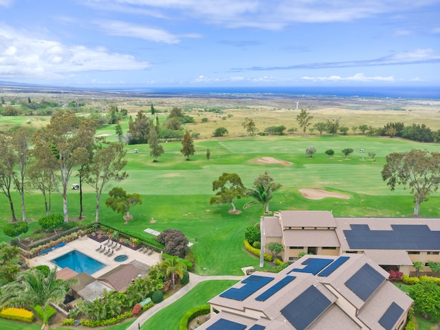 drone / aerial view featuring golf course view