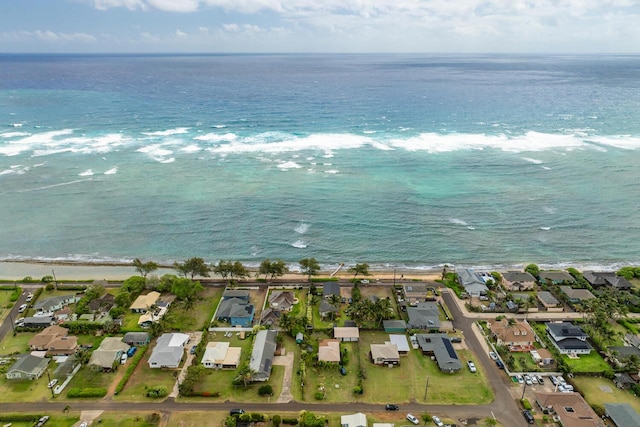 birds eye view of property with a residential view and a water view