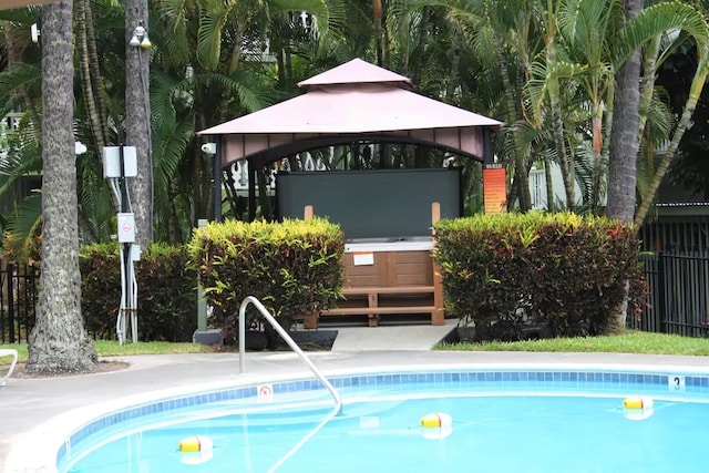 pool with a gazebo