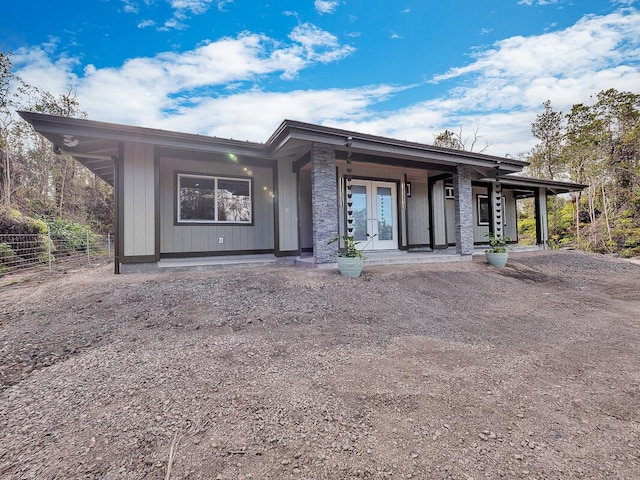 view of front of home with french doors