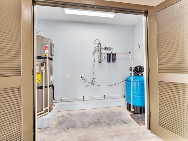 utility room with water heater