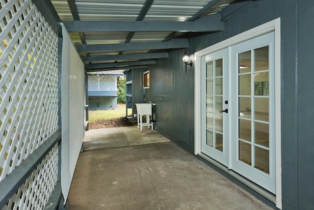 view of patio featuring french doors