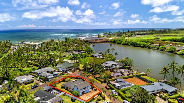 4620 Anolani St, Kapaa, HI 96746 - aerial view with a residential view and a water view