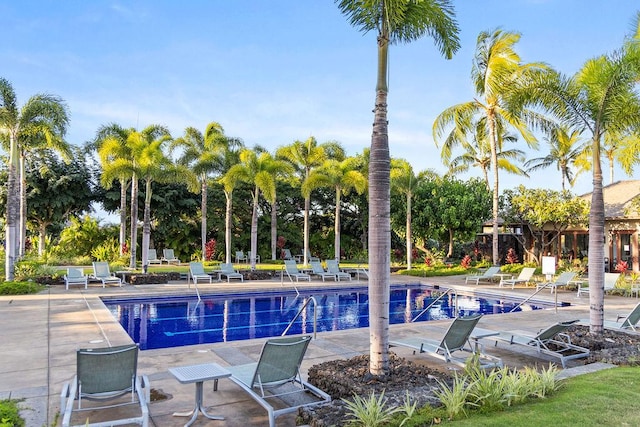 community pool with a patio