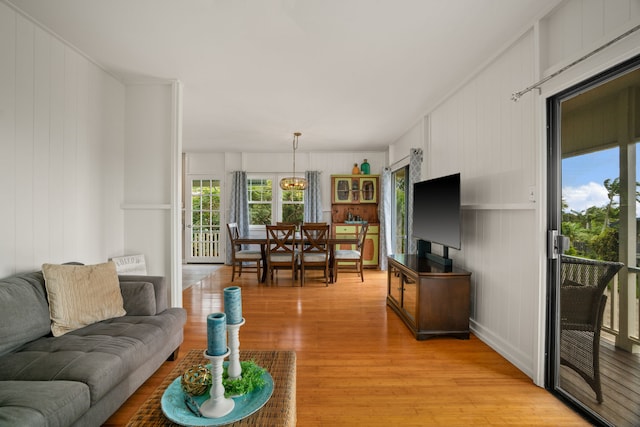 living area with light wood-type flooring