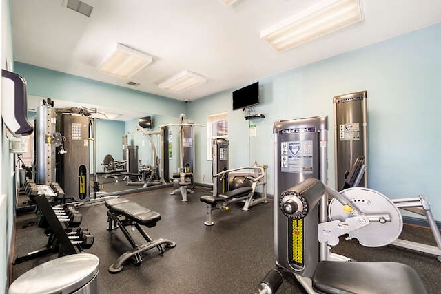 workout area with visible vents