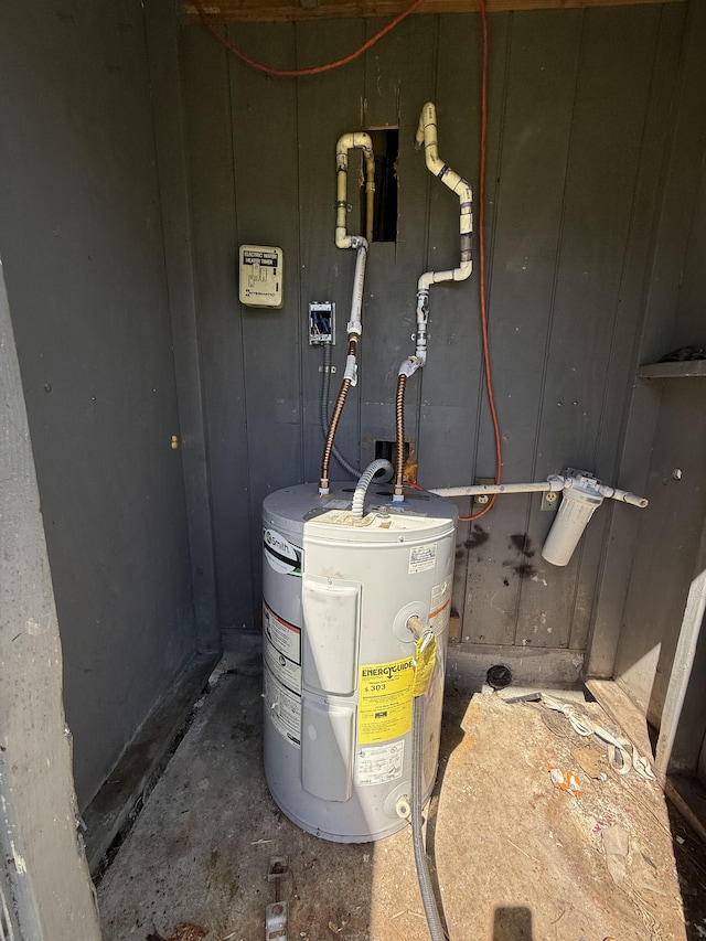 utility room featuring electric water heater