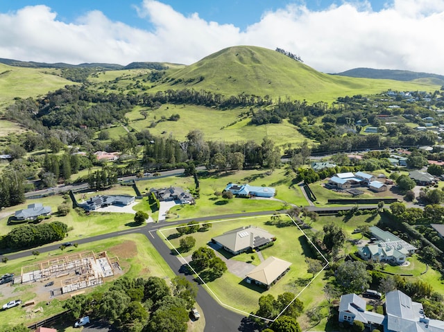 aerial view with a mountain view