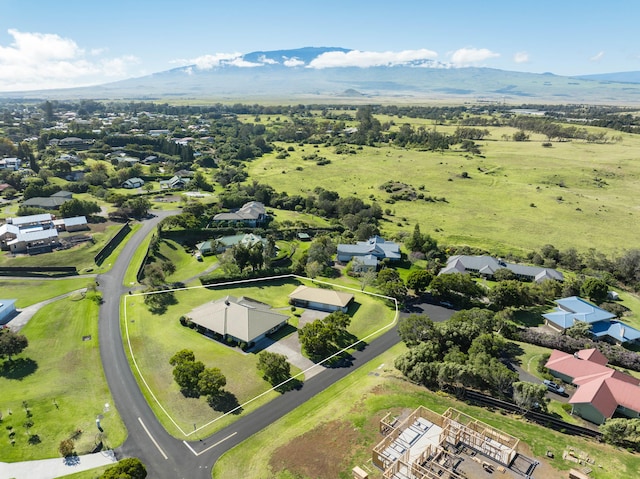 birds eye view of property with a mountain view