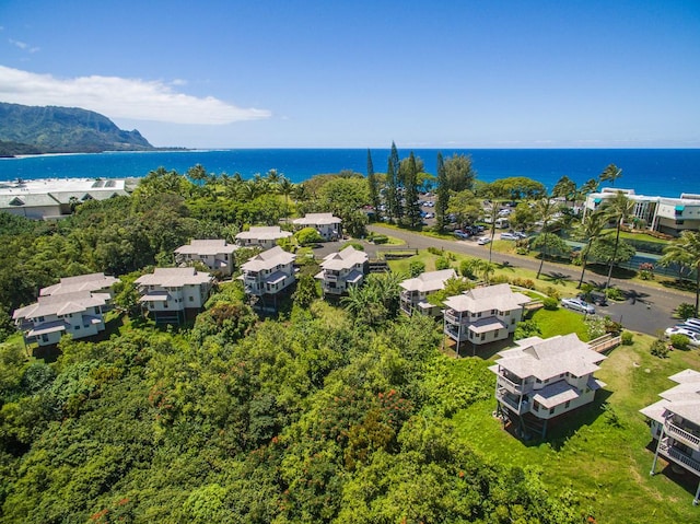 bird's eye view with a residential view and a water view