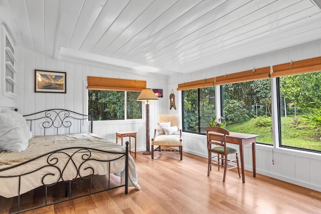 bedroom featuring wood ceiling and wood finished floors