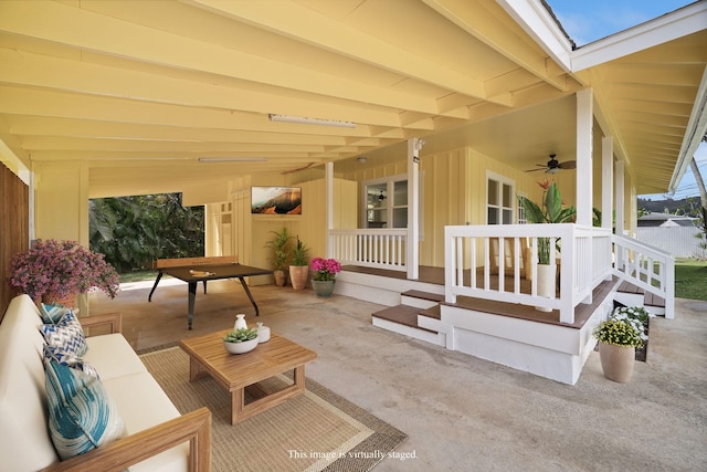 210 Eggerking Rd, Kapaa, HI 96746 - view of patio / terrace with covered porch and a ceiling fan