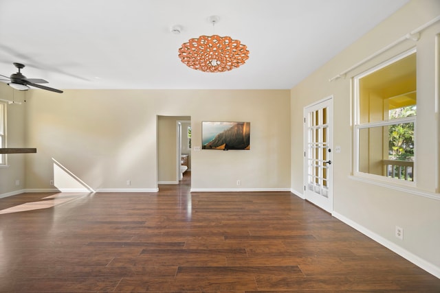 210 Eggerking Rd, Kapaa, HI 96746 - foyer entrance featuring wood finished floors, baseboards, and ceiling fan
