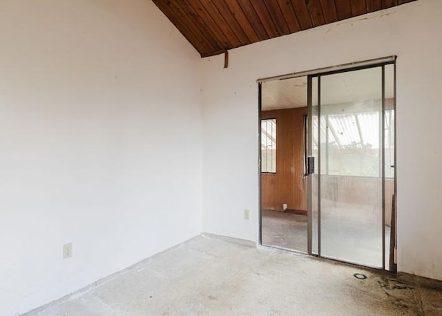 11-3169 Volcano Rd, Volcano, HI 96785 - unfurnished room with lofted ceiling, wooden ceiling, and concrete flooring