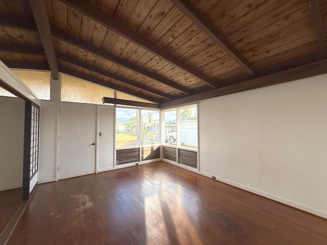 3172 Uluhui St, Lihue, HI 96766 - empty room featuring wood ceiling, dark wood-style flooring, and baseboards