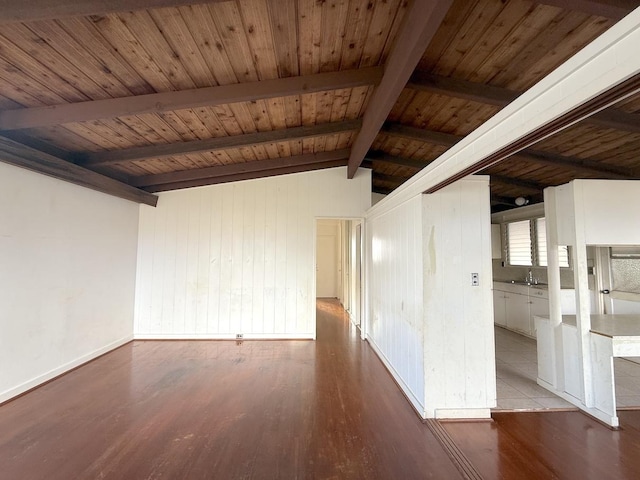 3172 Uluhui St, Lihue, HI 96766 - spare room featuring wood finished floors, baseboards, wood ceiling, wooden walls, and a sink