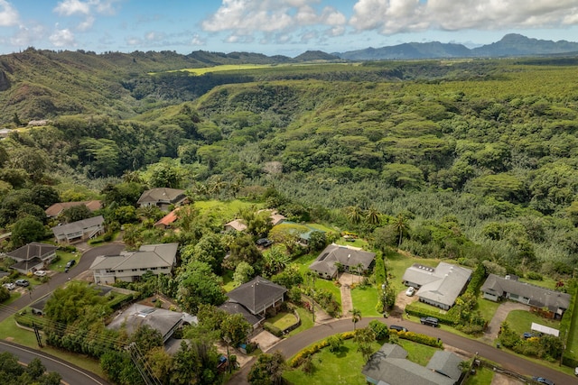 5611 Ohelo Rd, Kapaa, HI 96746 - aerial view with a residential view, a mountain view, and a wooded view