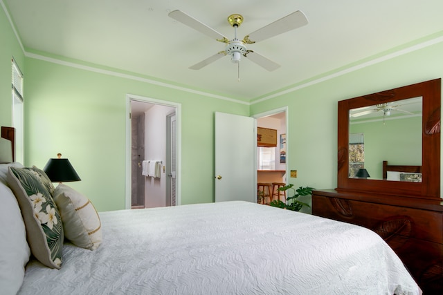 68-3831 Lua Kula St Unit G207, Waikoloa, HI 96738 - bedroom with ornamental molding and a ceiling fan