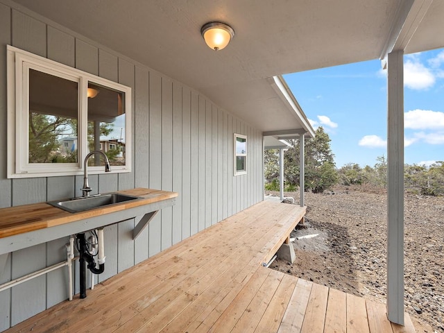 deck with a sink