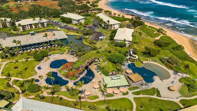 4331 Kauai Beach Dr Unit 4113, Lihue, HI 96766 - birds eye view of property with a water view and a beach view