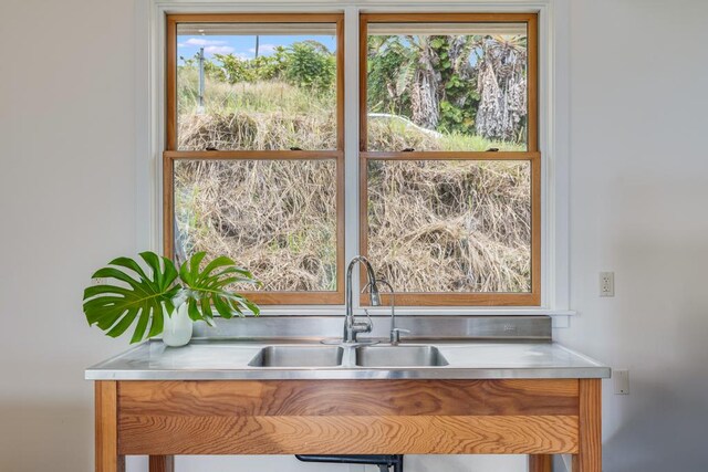 kitchen with a sink and stainless steel countertops