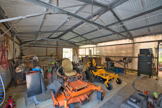 garage featuring metal wall
