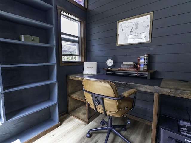 office space with wood finished floors