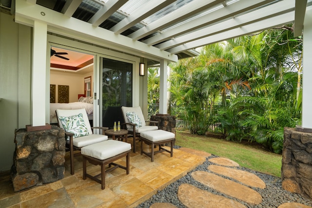 view of patio featuring a pergola