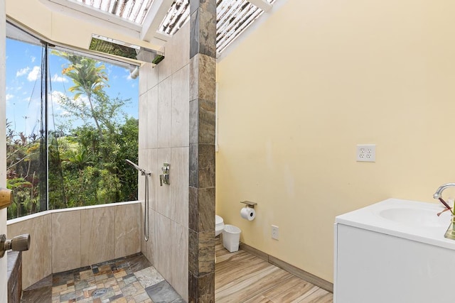 32-520 Piha Kahuku Rd, Ninole, HI 96773 - bathroom featuring toilet, a tile shower, and vanity