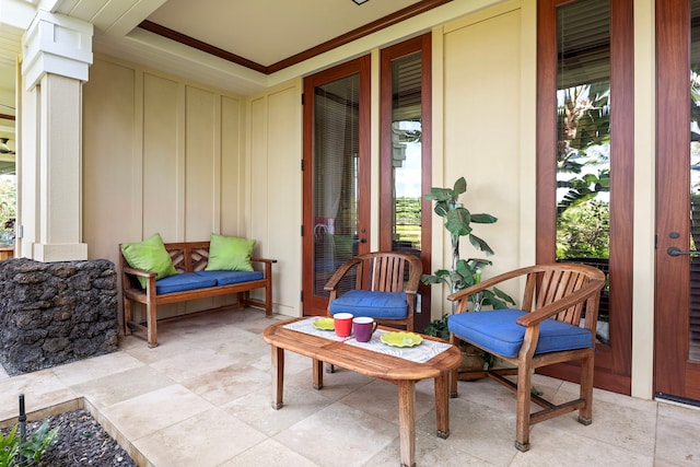 view of patio featuring a porch