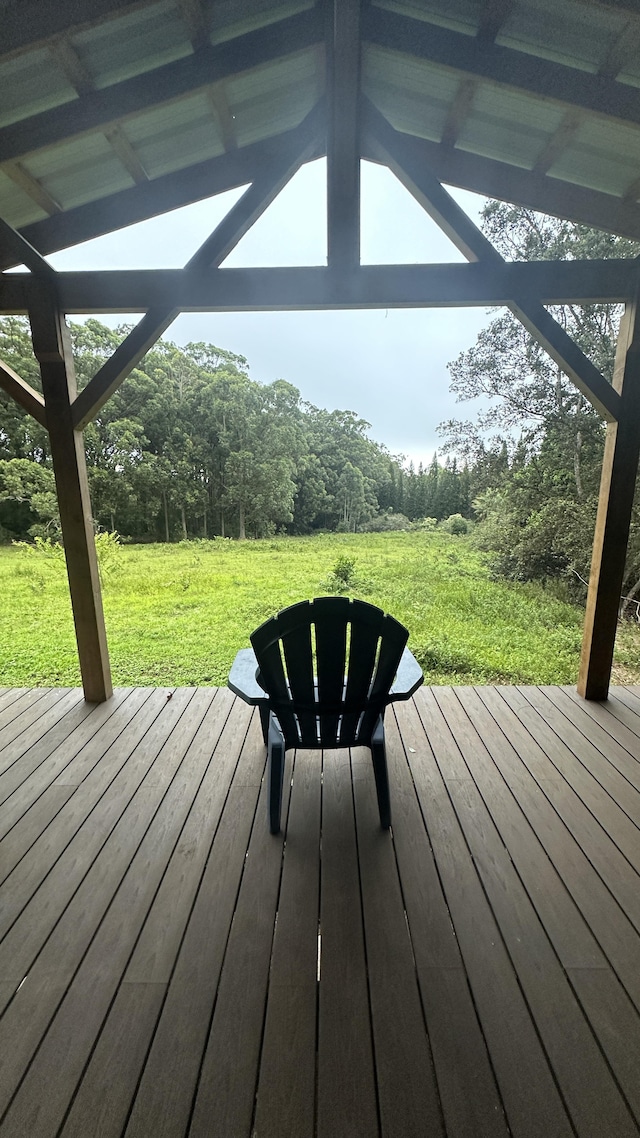 45-1181 Kalehua Rd, Honokaa, HI 96727 - wooden deck with a yard and a wooded view