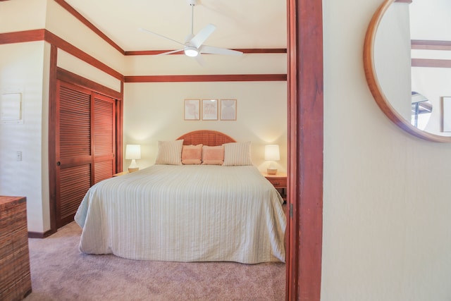 2253 Poipu Rd Unit 148, Koloa, HI 96756 - bedroom featuring a closet, carpet, and a ceiling fan