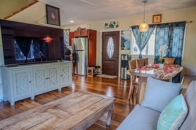living area featuring wood finished floors