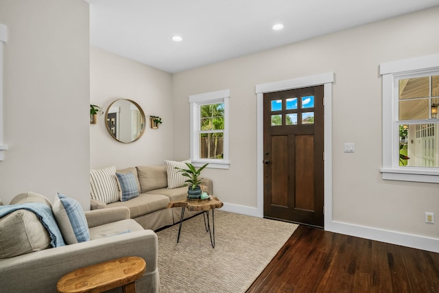 5413 Nakoa St, Koloa, HI 96756 - foyer featuring baseboards, wood finished floors, and recessed lighting