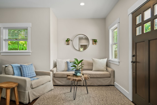 5413 Nakoa St, Koloa, HI 96756 - carpeted living area featuring healthy amount of natural light, baseboards, and recessed lighting