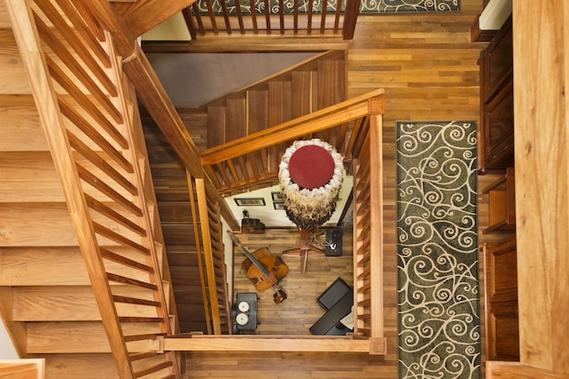 interior space with wooden walls