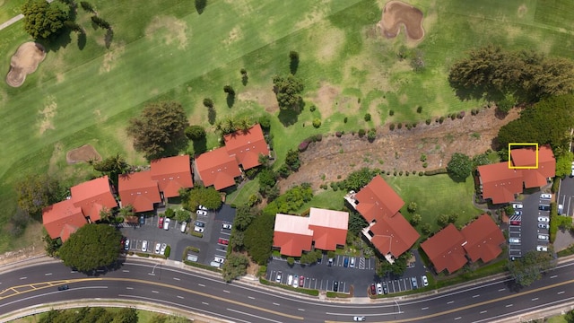 aerial view featuring view of golf course