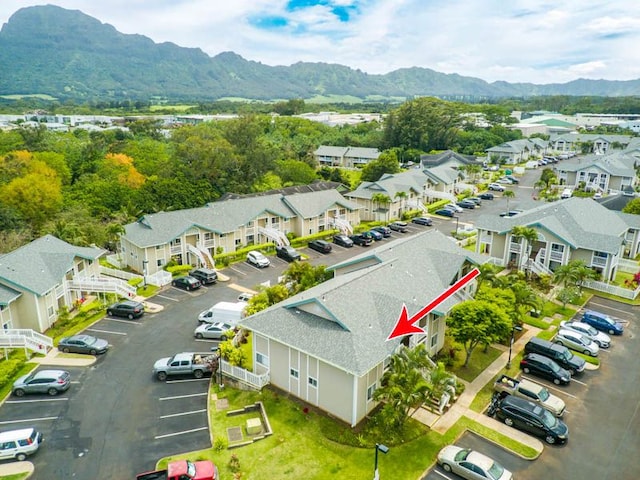 aerial perspective of suburban area featuring mountains
