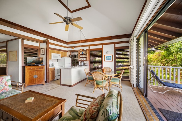 sunroom featuring lofted ceiling