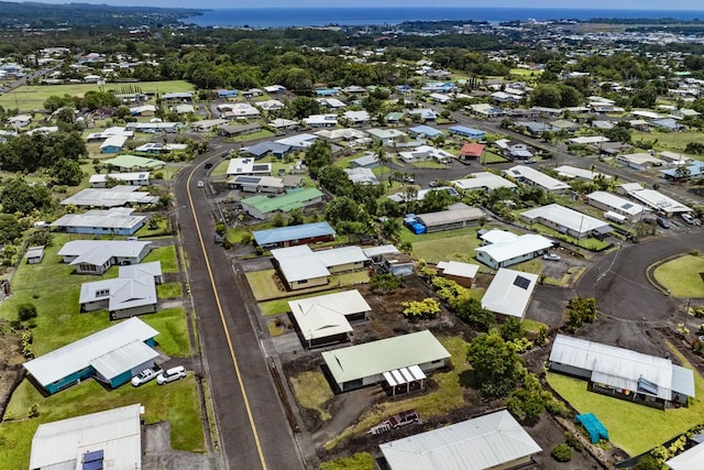 aerial perspective of suburban area with a nearby body of water