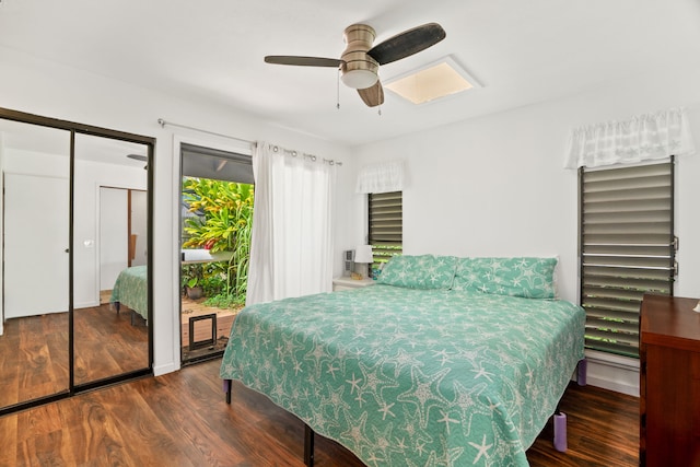 5366 Kumole St, Kapaa, HI 96746 - bedroom featuring access to outside, a ceiling fan, and wood finished floors