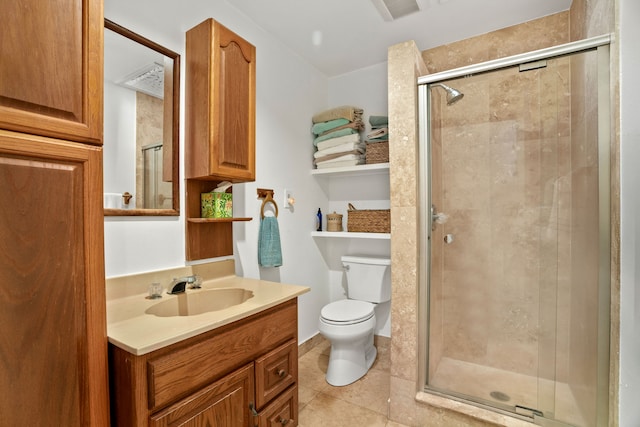5366 Kumole St, Kapaa, HI 96746 - bathroom with vanity, tile patterned flooring, a shower stall, and toilet